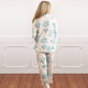 Back view of women’s hydrangea floral pajama set with relaxed fit pants