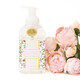 8 Oak Lane botanical berry foaming hand soap in pink bottle with strawberry and vine floral pattern (front view)