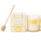 8 Oak Lane oatmilk honey candle 5.6oz in glass jar with cream boxed packaging (front view)