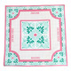 8 Oak Lane mahjong game mat with pink border, mint background and floral tile design (top view)