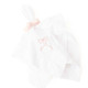 8 Oak Lane white dinner napkin with pink bow embroidery detail (front view)