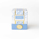 Boxed sea salt candle 5.6oz with blue and white toile design (packaging view)