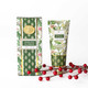 Woodland Cranberry hand cream box and tube in a green holly print