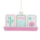 Mahjong Tile Hand-Painted Glass Christmas Ornament