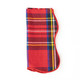 Red tartan plaid cotton dinner napkin tied with a red ribbon (styled detail view)