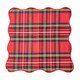 Red tartan plaid cotton dinner napkin tied with a red ribbon (additional product view)