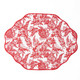 Reversible placemat with a red nutcracker toile print on one side and red tartan plaid on the other (alternate angle)