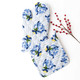 Holiday Chinoiserie oven mitt and pot holder set with a blue floral and bow print (alternate angle)