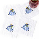 White cotton cocktail napkins embroidered with blue and white chinoiserie ornament motifs