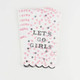 Pink and silver star print paper guest towel with 'Let's Go Girls' foil lettering