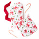 Holly Jolly Bows oven mitt and potholder set with red bows and candy canes on white (styled detail view)