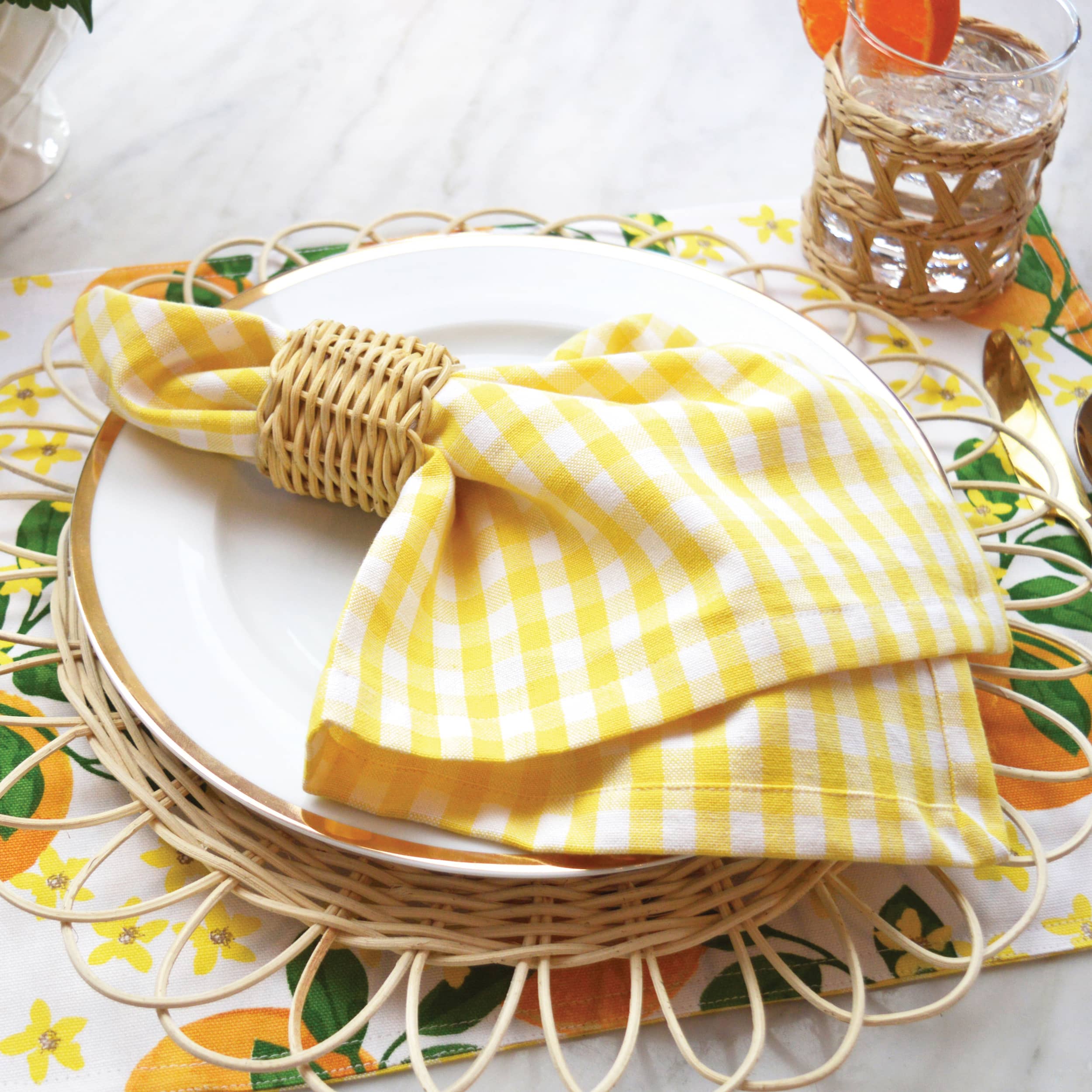 Yellow & White Checked Gingham Can Opener Cover by Penny's Needful Things 