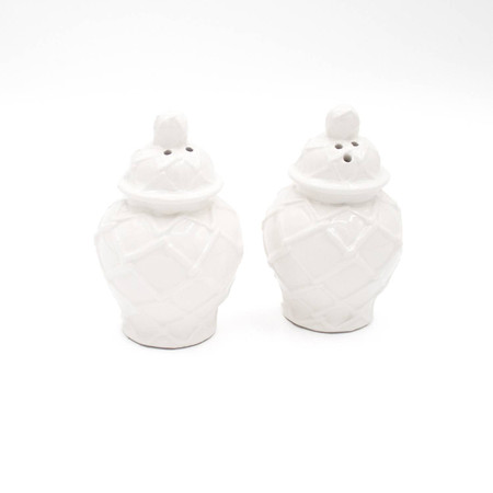 White Textured Jar Salt & Pepper Shaker Set - 8 Oak Lane