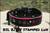 Bsl Bites Stamped Dog Collar - Dk Pink Text & Edges on Black Leather.