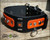 2" Wide Tactical custom dog collar. Shown here with orange on black leather featuring a dedicated tag ring.