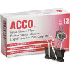 ACCO SMALL BINDER CLIPS, STEEL WIRE, 5/16 IN. CAP., 3/4 IN.W, BLACK/SILVER, DOZEN