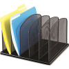 Safco 12-1/2 in. x 11-1/4 in. x 8-1/4 in. Mesh Desk Organizer 5-Sections Steel, Black