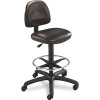 SAFCO PRODUCTS PRECISION EXTENDED HEIGHT SWIVEL STOOL W/ADJUSTABLE FOOTRING, BLACK VINYL