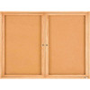 Quartet Enclosed Cork Bulletin Board for Indoor Use 4 ft. x 3 ft. 2-Door Oak Frame