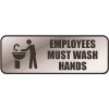 Cosco 9 in. x 3 in. Silver Brushed Metal Office Sign Employees Must Wash Hands
