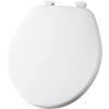 Church Round Closed Front Enameled Wood Toilet Seat in White Removes for Easy Cleaning