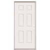 Masonite 36 in. x 80 in. 6-Panel Left Hand Inswing Primed White Smooth Fiberglass Prehung Front Exterior Door