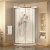 Prime 33 in. x 33 in. x 76.75 in. H Corner Semi-Frameless Sliding Shower Enclosure in Chrome with Base and Back Walls