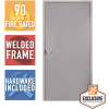 36 in. x 80 in. Fire-Rated Gray Left-Hand Flush Entrance Steel Prehung Commercial Door with Welded Frame and Hardware