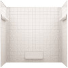 Swan 32 in. x 60 in. x 59.6 in. 5-Piece Square Tile Easy Up Adhesive Alcove Tub Surround in White