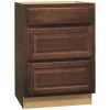 Hampton Bay Hampton Assembled 24x34.5x24 in. Drawer Base Kitchen Cabinet with Ball-Bearing Drawer Glides in Cognac