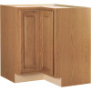 RSI HOME PRODUCTS HAMILTON CORNER BASE CABINET WITH LAZY SUSAN, FULLY ASSEMBLED, RAISED PANEL, OAK, 36X34-1/2X24 IN.
