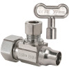 1/2 In. Nom Comp Inlet x 3/8 In. OD Comp Outlet 1/4-Turn Angle Ball Valve with Loockshield & Loose Key, No-Lead Brass
