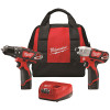 Milwaukee M12 12V Lithium-Ion Cordless Hammer Drill/Impact Driver Combo Kit (2-Tool) with (2) 1.5Ah Batteries, Charger & Bag