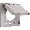 N3R 3-in-1 Knockout 2.25 in. dia. Aluminum Gray 2-Gang Weatherproof Electrical Outlet Cover, Gasket, and Mount, 1-Device