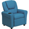 Flash Furniture Contemporary Turquoise Vinyl Kids Recliner with Cup Holder and Headrest