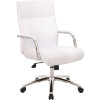 BOSS Office Products 27 in. Width Contemporary White Vinyl Executive Chair with Swivel Seat