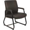 BOSS Office Products Black Heavy Duty Guest Chair Vinyl Cushions Heavy Gauge Steel frame Padded Arms Floor Glides