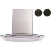 Winflo 36 in. Convertible Glass Wall Mount Range Hood in Stainless Steel with Mesh and Charcoal Filters and Push Buttons