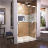 Flex 32 in. D x 42 in. W x 74.75 in. H Framed Pivot Shower Door in Chrome with Center Drain Biscuit Acrylic Base Kit