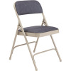 National Public Seating Blue/Grey Fabric Padded Seat Stackable Folding Chair (Set of 4)
