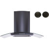 Winflo 30 in. Convertible Wall Mount Range Hood in Black with Mesh Filters, Charcoal Filters and Push Button Control