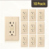 Faith 20-Amp 125-Volt GFCI Duplex Outlet, GFI Receptacle with Indicator Light, Wall Plate Included, Ivory (10-Pack)