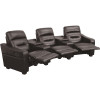 Carnegy Avenue 120 in. Black Faux Leather 3-Seater Bridgewater Reclining Sofa with Square Arms