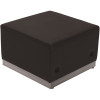 Carnegy Avenue Black Leather Ottoman with Brushed Stainless-Steel Base