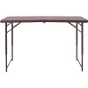 48.25 in. Brown Plastic Tabletop Metal Frame Folding Table