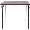 34 in. Brown Plastic Tabletop Metal Frame Folding Table
