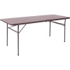 72 in. Brown Plastic Tabletop Metal Frame Folding Table