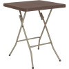 23.5 in. Brown Plastic Tabletop Metal Frame Folding Table