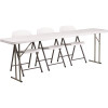 96 in. White Plastic Tabletop Plastic Seat Folding Table and Chair Set