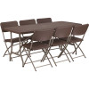 67.5 in. Brown Plastic Tabletop Plastic Seat Folding Table and Chair Set